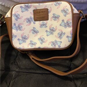 Disney Crossbody Bag with Stitch Pattern - White and Brown